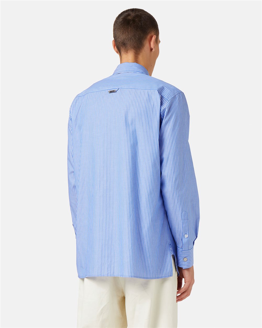 Blue and White Striped Cotton Shirt - Iceberg - Official Website