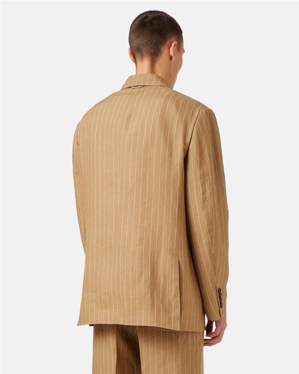 Beige-White Striped Double-Breasted Blazer Jacket - Iceberg - Official Website