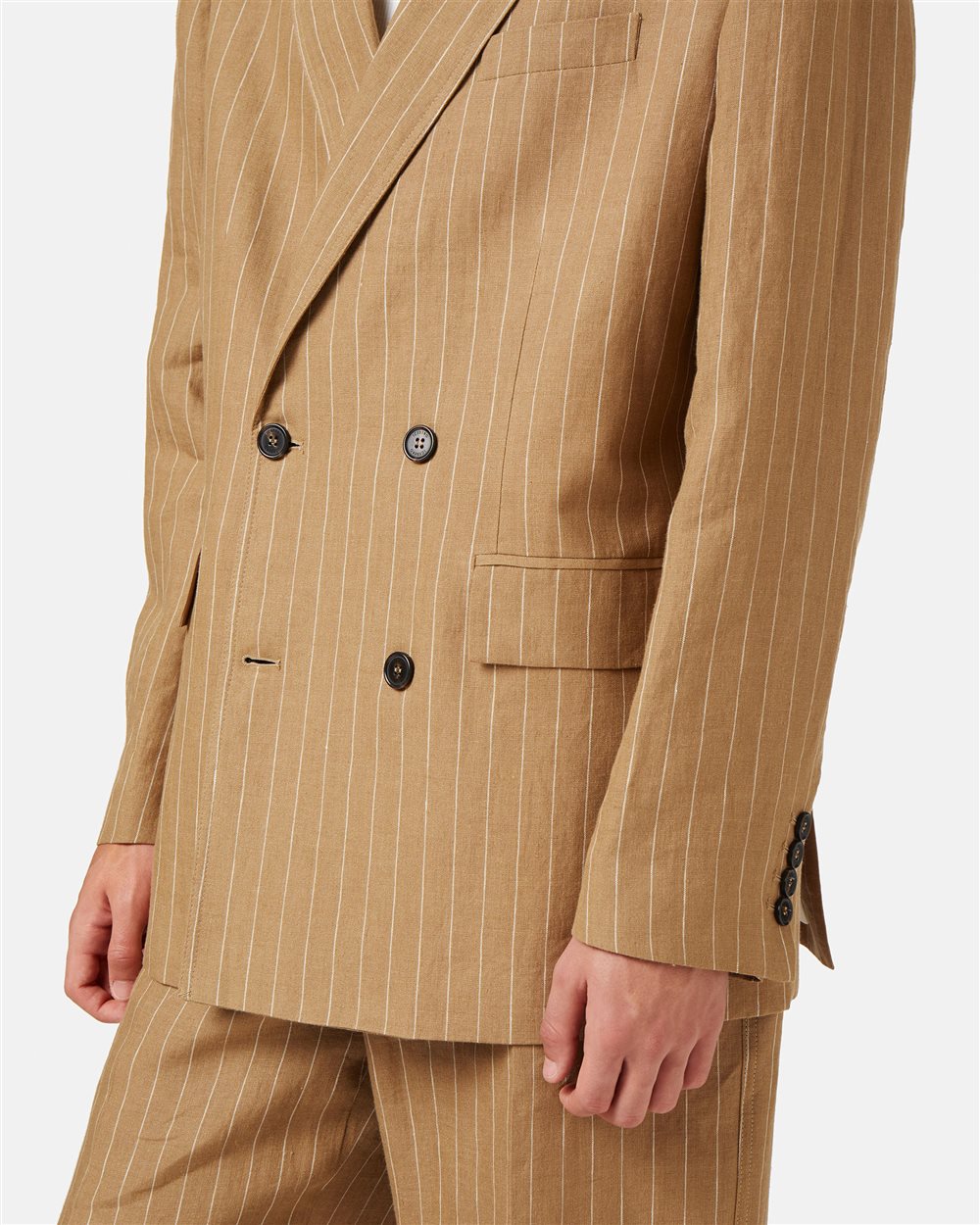 Beige-White Striped Double-Breasted Blazer Jacket - Iceberg - Official Website