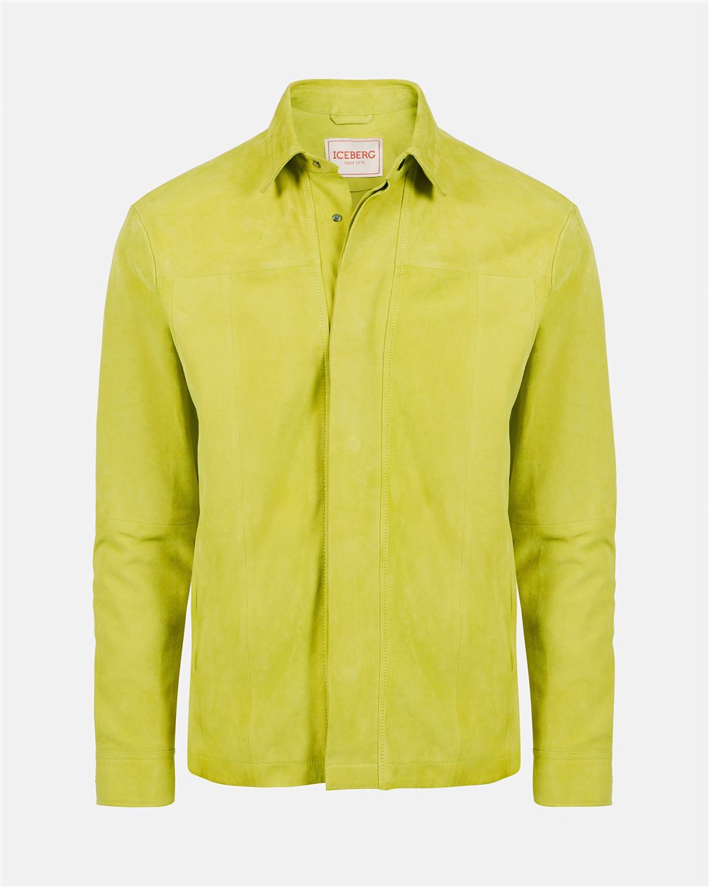 Lime-colored regular-fit suede shirt with Iceberg logo - Iceberg - Official Website