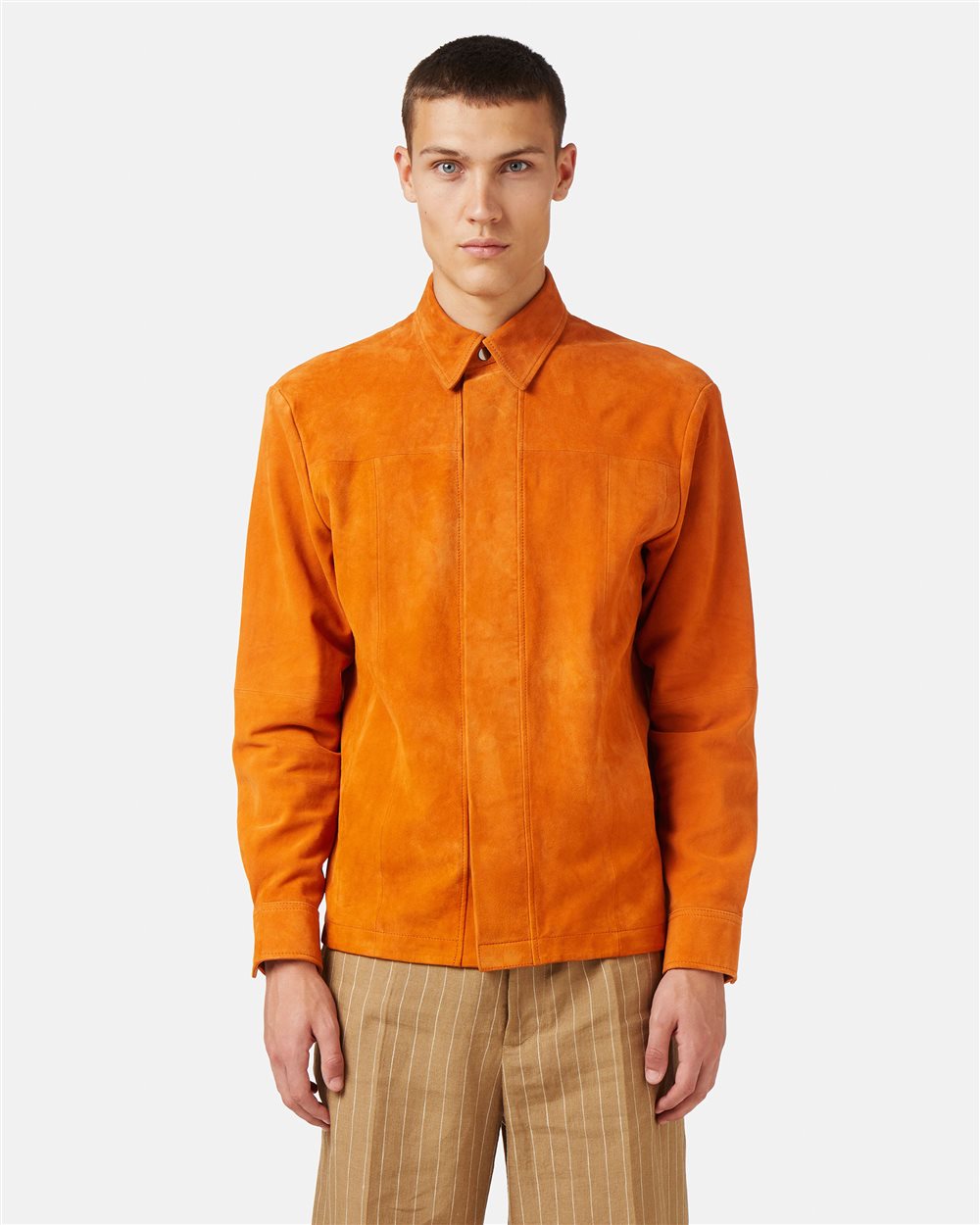 Orange regular fit suede shirt with Iceberg logo - Iceberg - Official Website