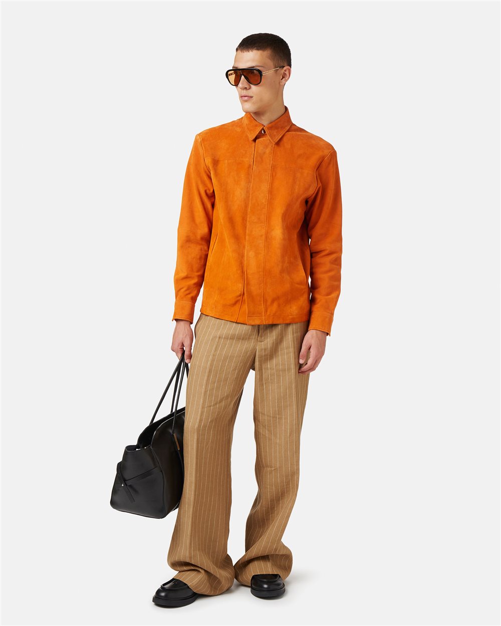 Orange regular fit suede shirt with Iceberg logo - Iceberg - Official Website