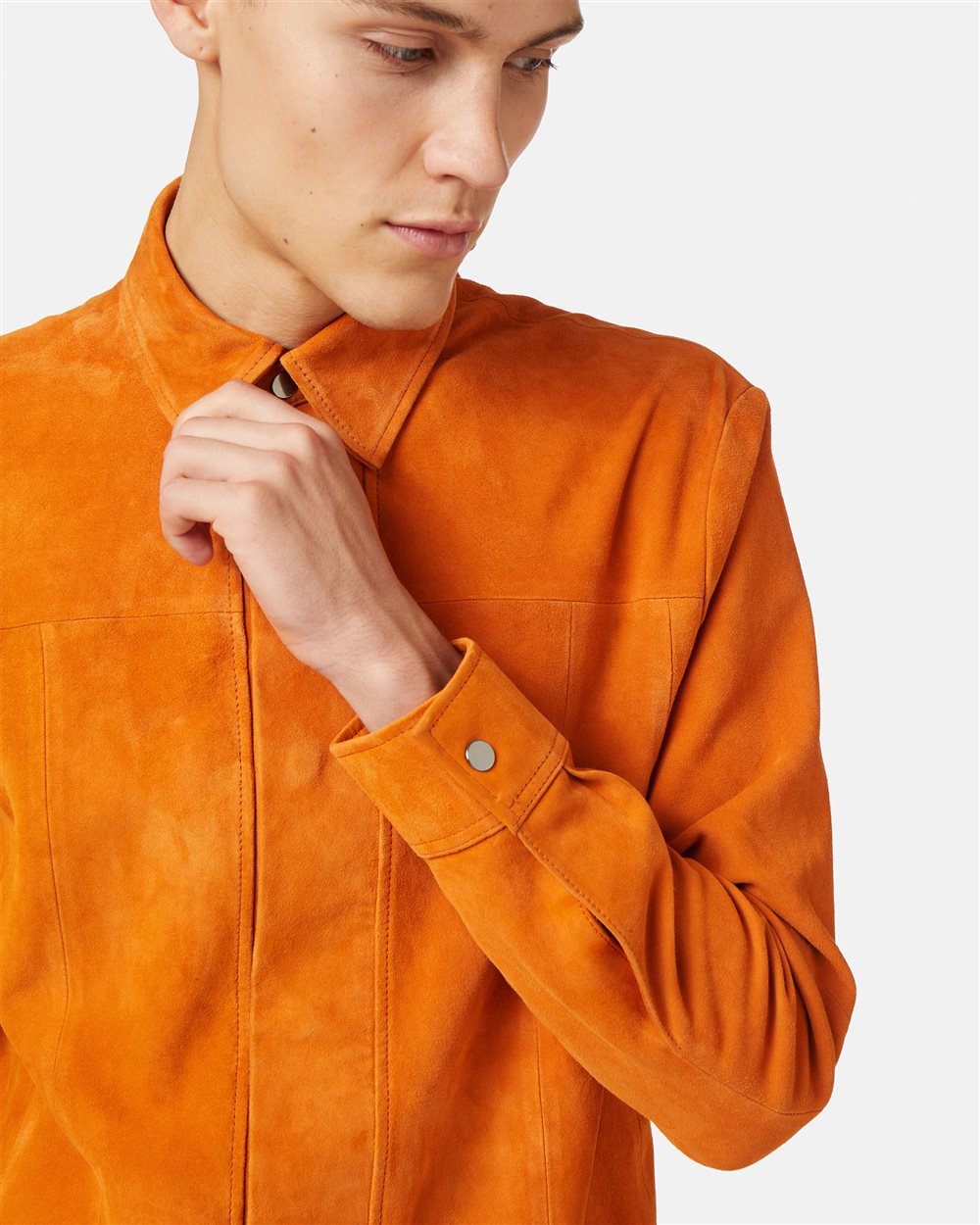Orange regular fit suede shirt with Iceberg logo - Iceberg - Official Website