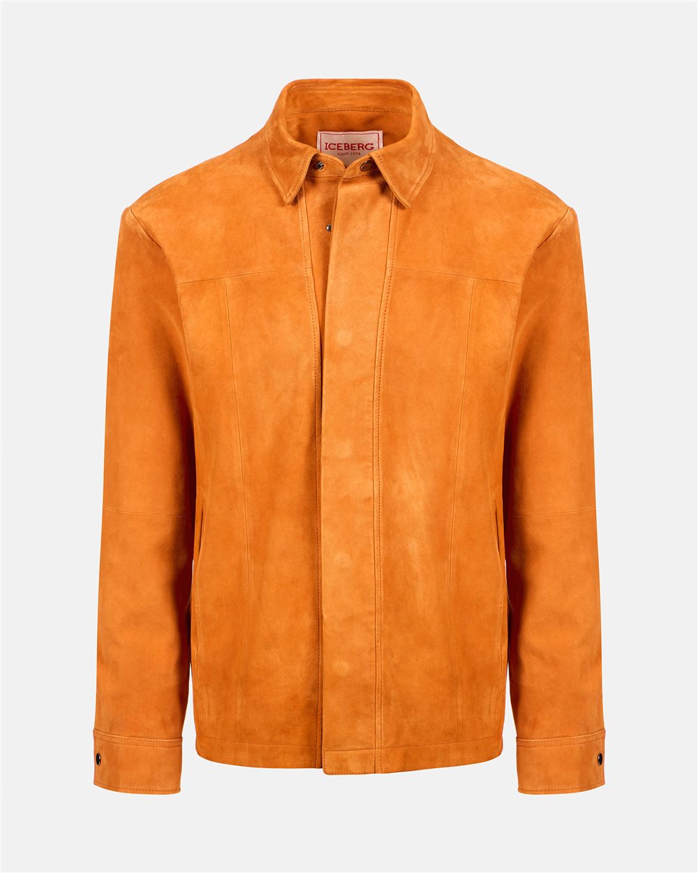 Orange regular fit suede shirt with Iceberg logo - Iceberg - Official Website