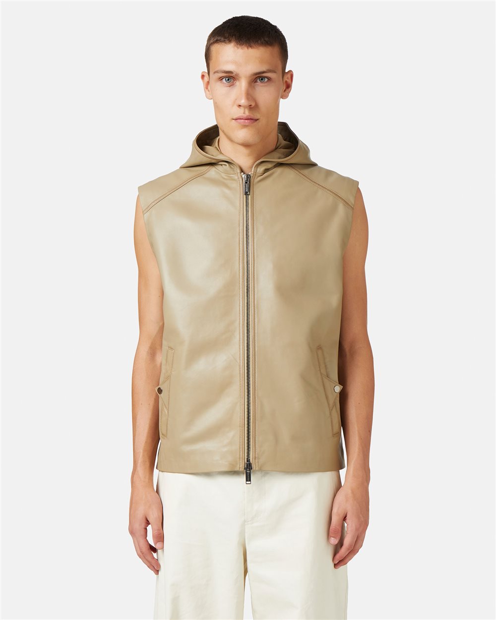 Mud Leather Hooded Vest with Iceberg Logo - Iceberg - Official Website
