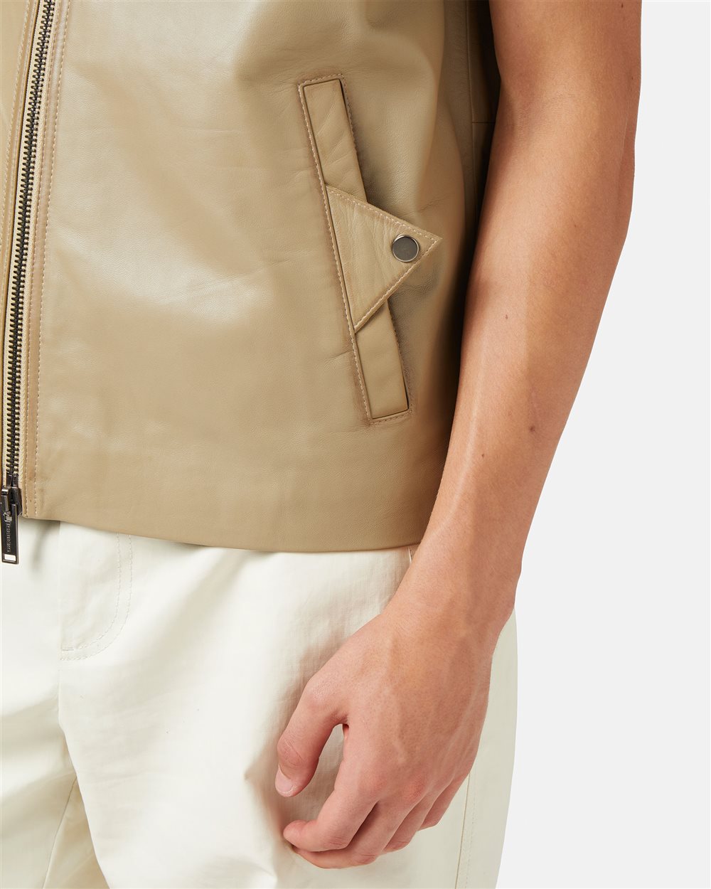 Mud Leather Hooded Vest with Iceberg Logo - Iceberg - Official Website