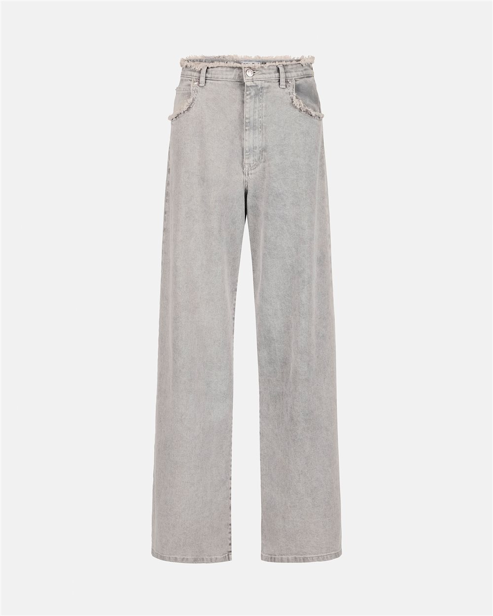 5-pocket big flare fit trousers in grey denim with marble treatment - Iceberg - Official Website