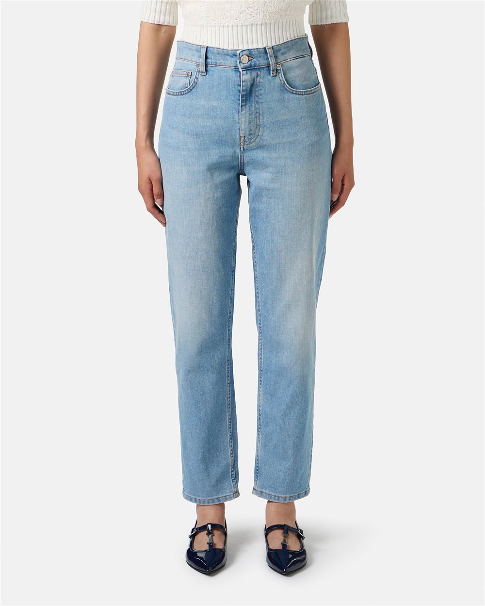 Indigo mom comfort fit 5-pocket denim trousers - Iceberg - Official Website