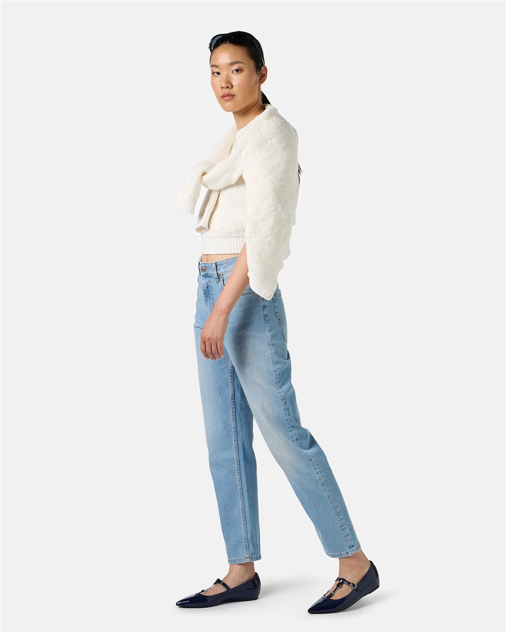 Indigo mom comfort fit 5-pocket denim trousers - Iceberg - Official Website