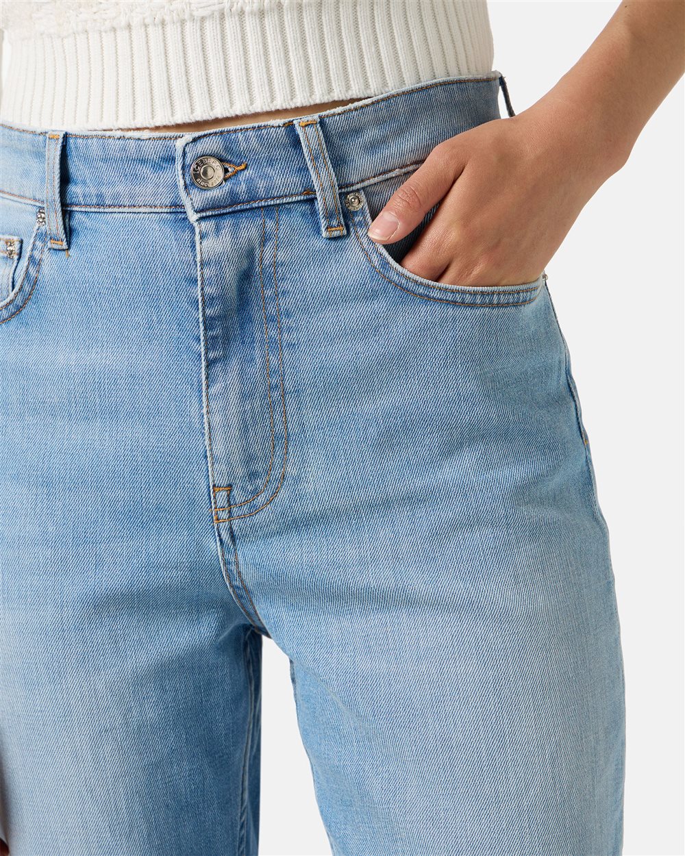 Indigo mom comfort fit 5-pocket denim trousers - Iceberg - Official Website