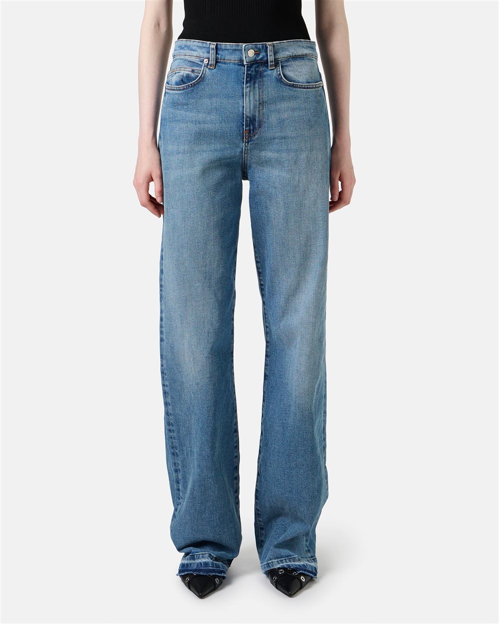 5-pocket straight leg trousers in indigo denim - Iceberg - Official Website