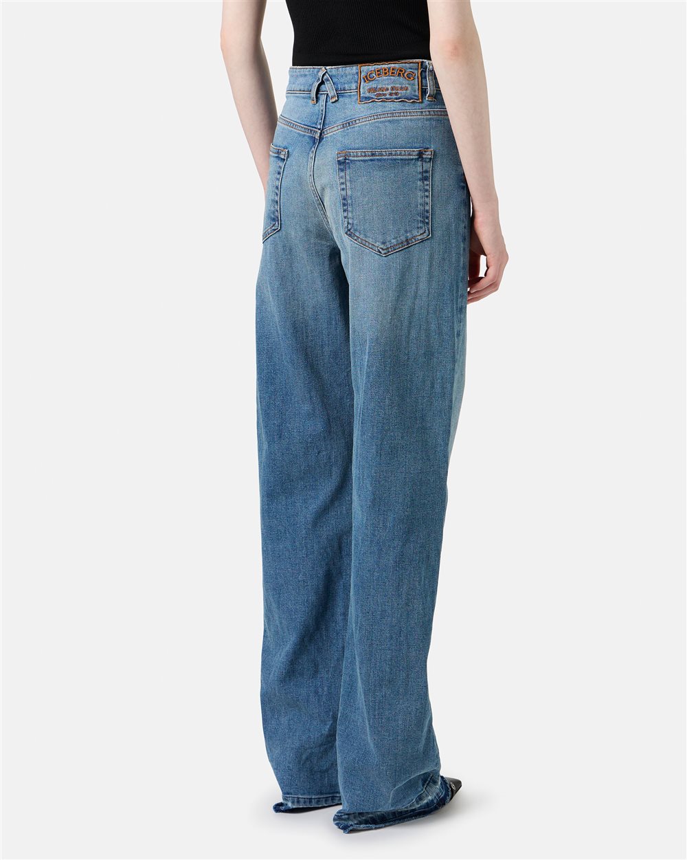 5-pocket straight leg trousers in indigo denim - Iceberg - Official Website