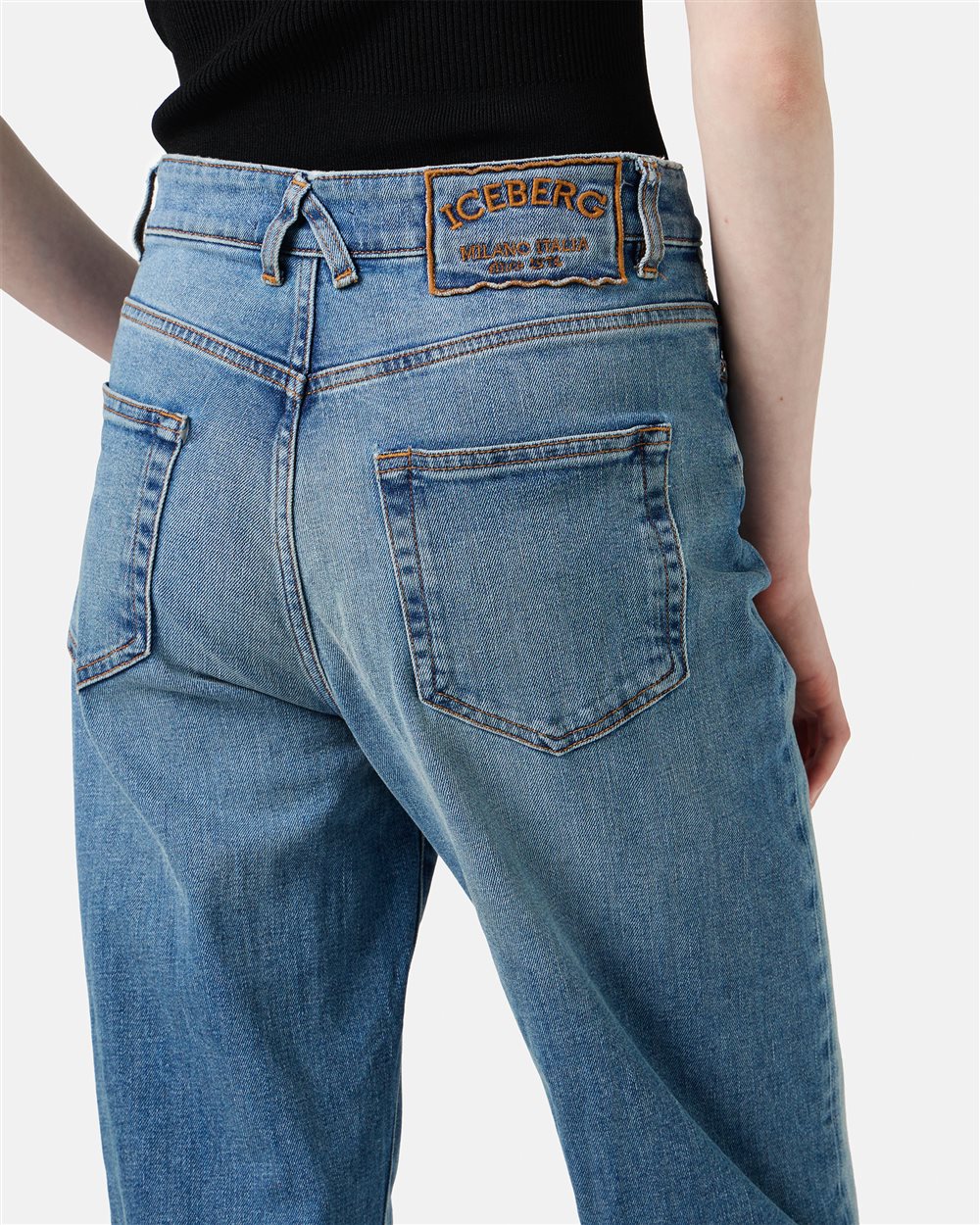 5-pocket straight leg trousers in indigo denim - Iceberg - Official Website