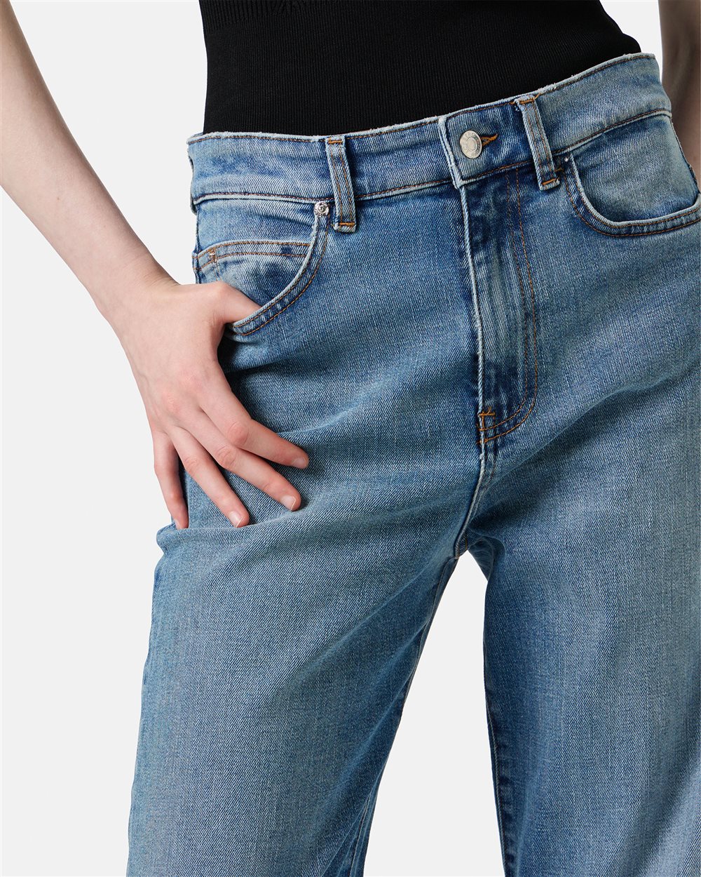 5-pocket straight leg trousers in indigo denim - Iceberg - Official Website