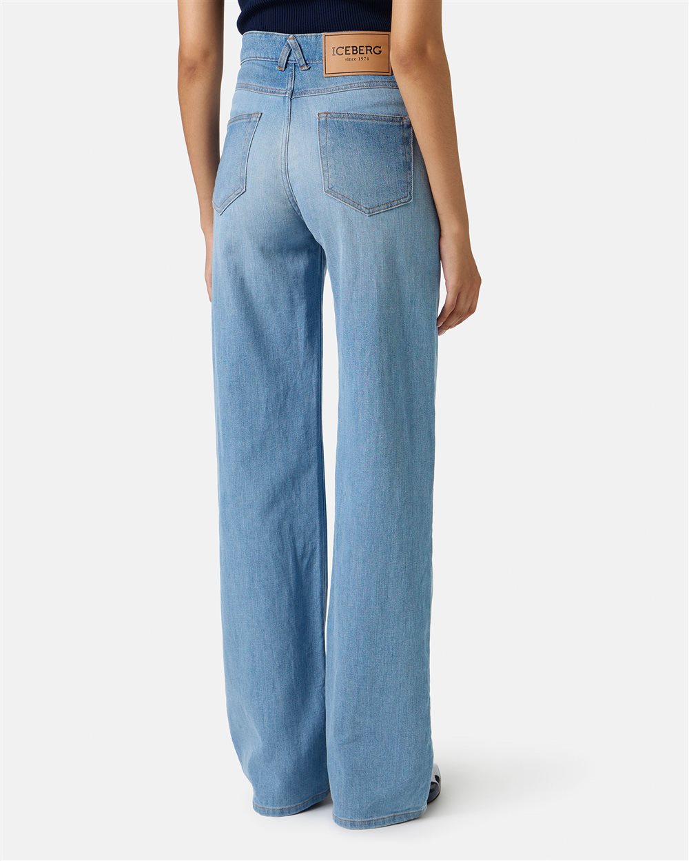 5-pocket wide leg fit trousers in indigo denim - Iceberg - Official Website