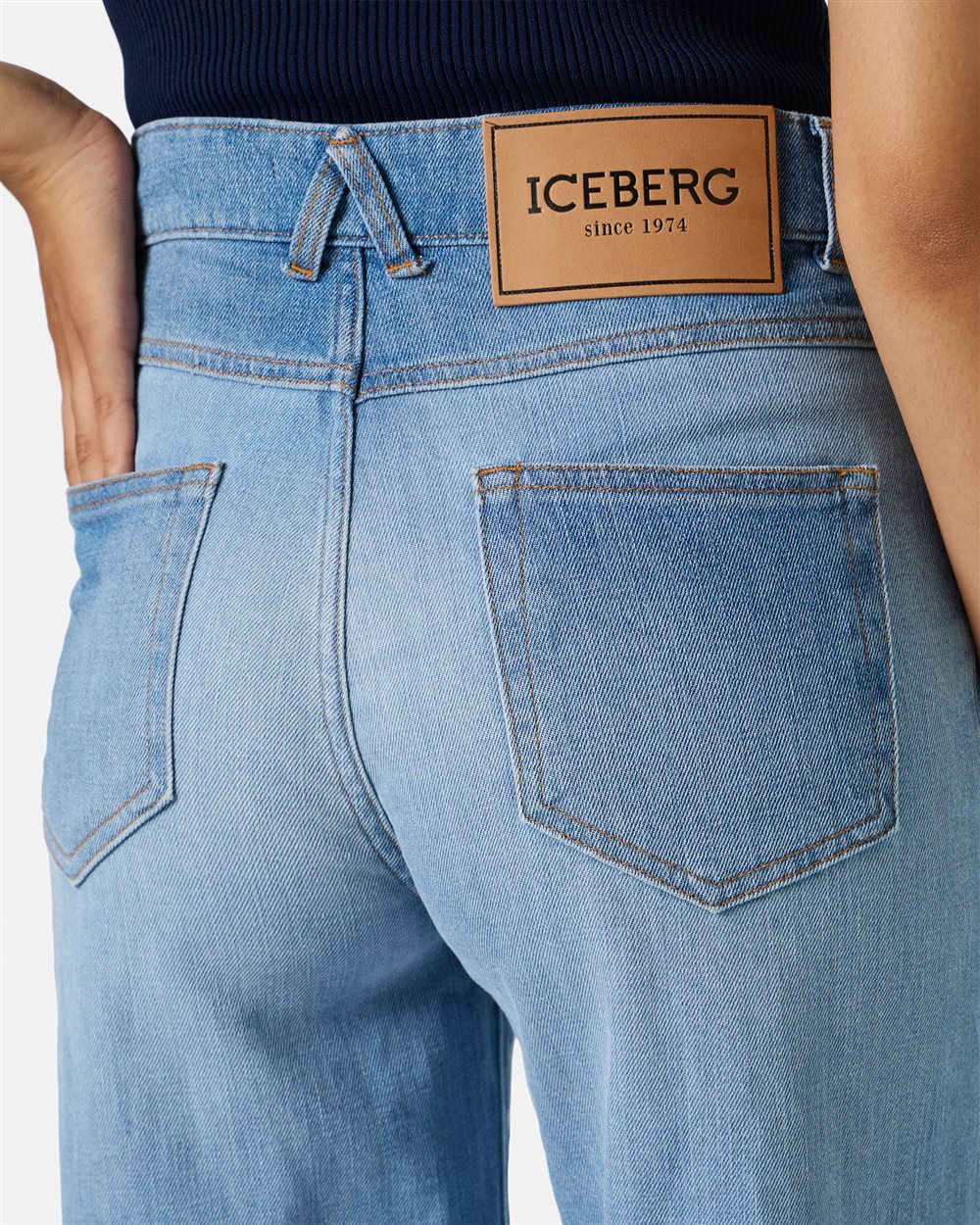 5-pocket wide leg fit trousers in indigo denim - Iceberg - Official Website