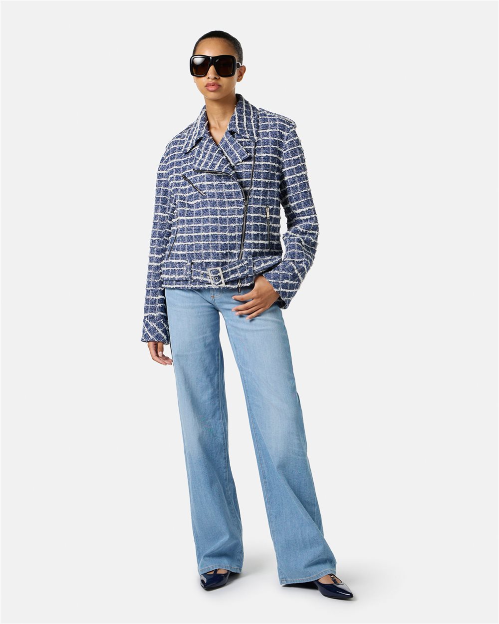 5-pocket wide leg fit trousers in indigo denim - Iceberg - Official Website