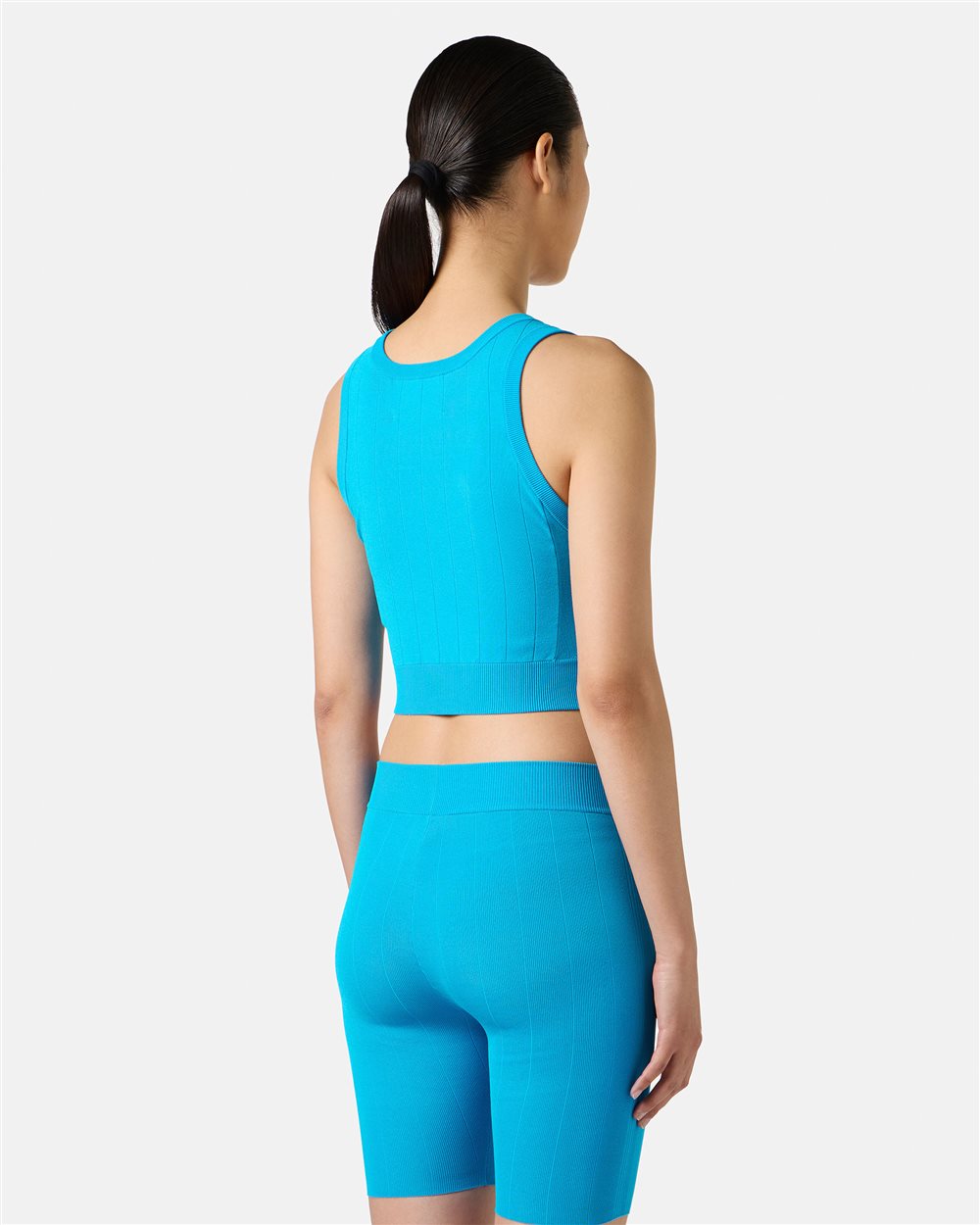 Turquoise active top in ribbed knit with Iceberg logo - Iceberg - Official Website