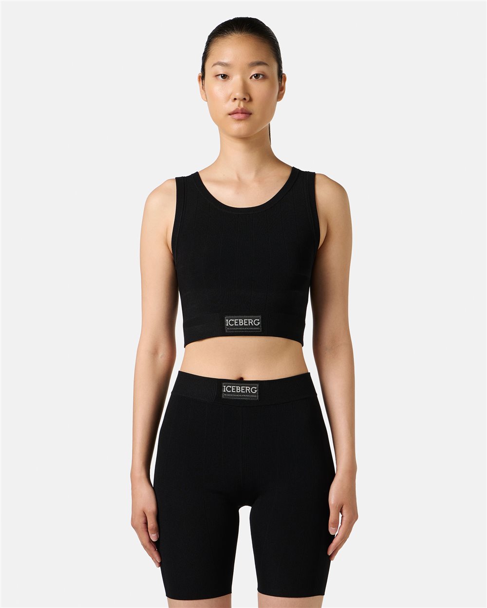 Blak active top in ribbed knit with Iceberg logo - Iceberg - Official Website
