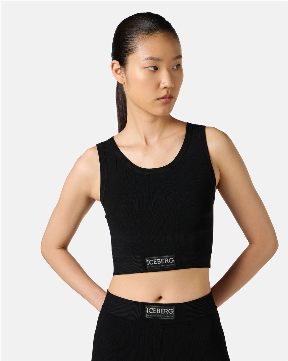 Blak active top in ribbed knit with Iceberg logo - Iceberg - Official Website