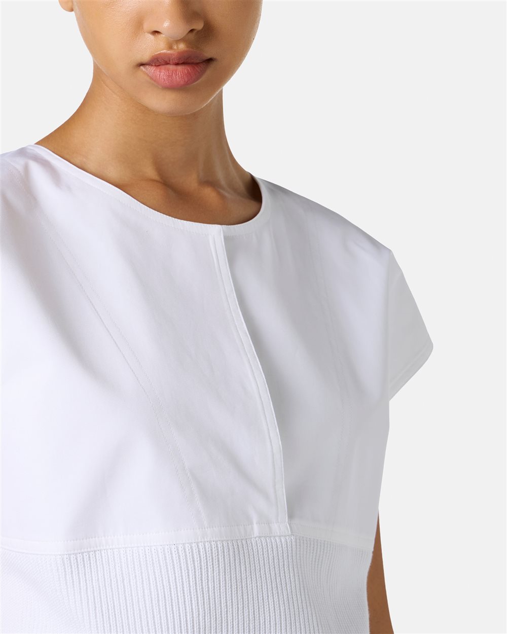 White carry-over crewneck in cotton with jacquard logo stripe - Iceberg - Official Website