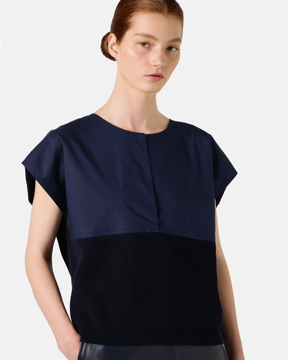 Blu carry-over crewneck in cotton with jacquard logo stripe - Iceberg - Official Website