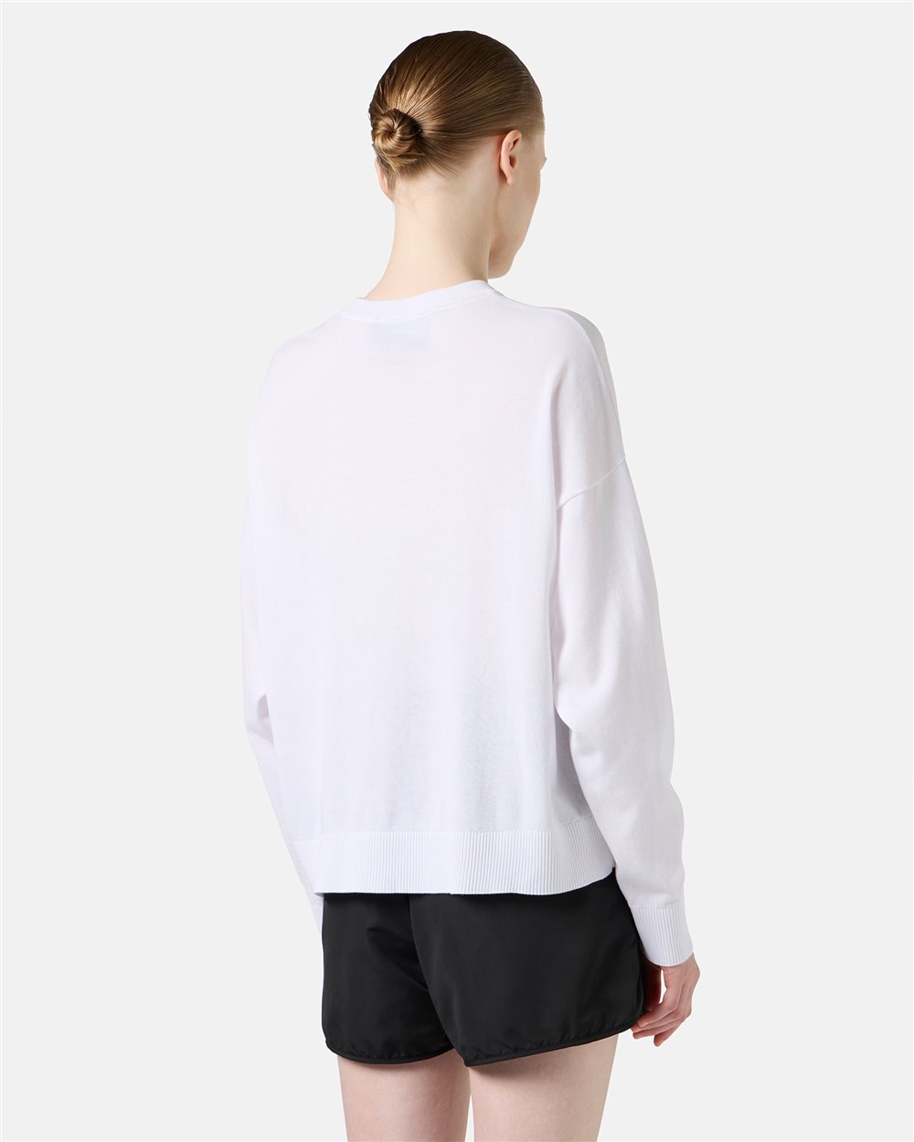White crew neck sweater in super thin cotton - Iceberg - Official Website