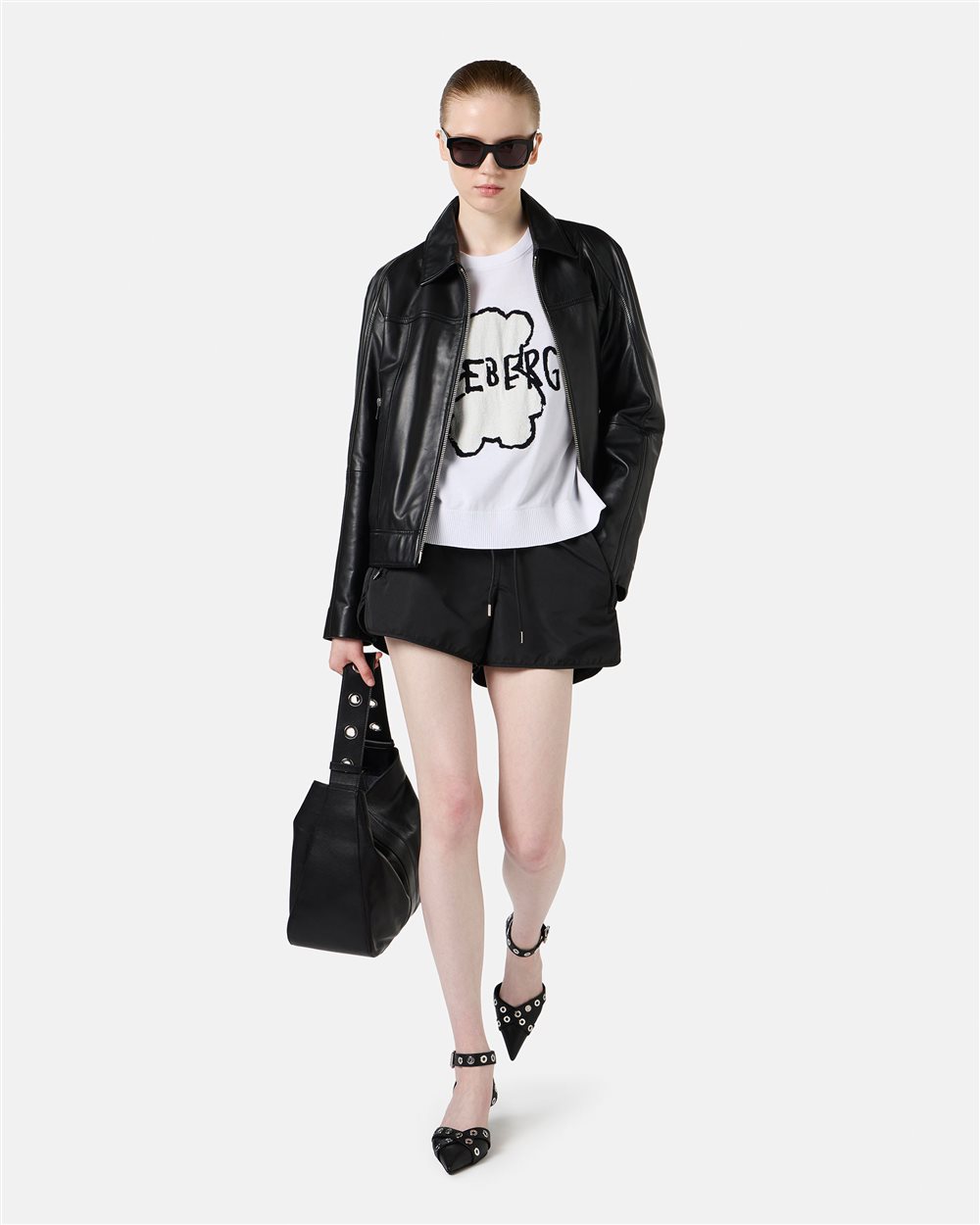 White crew neck sweater in super thin cotton - Iceberg - Official Website