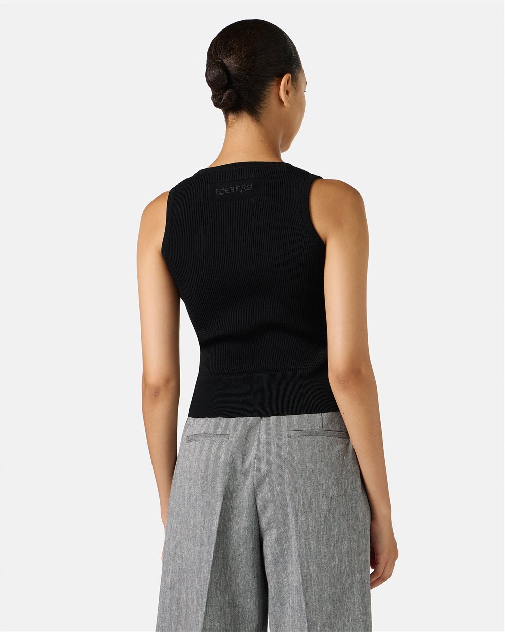 Small black ribbed tank top - Iceberg - Official Website