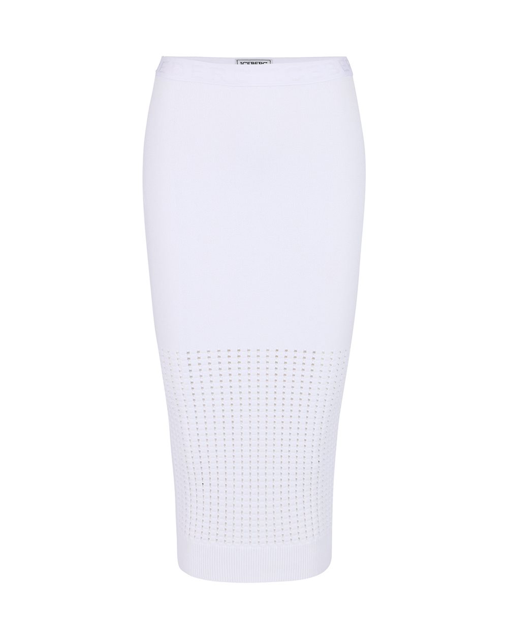 White skirt in stretch cotton with perforations - Iceberg - Official Website