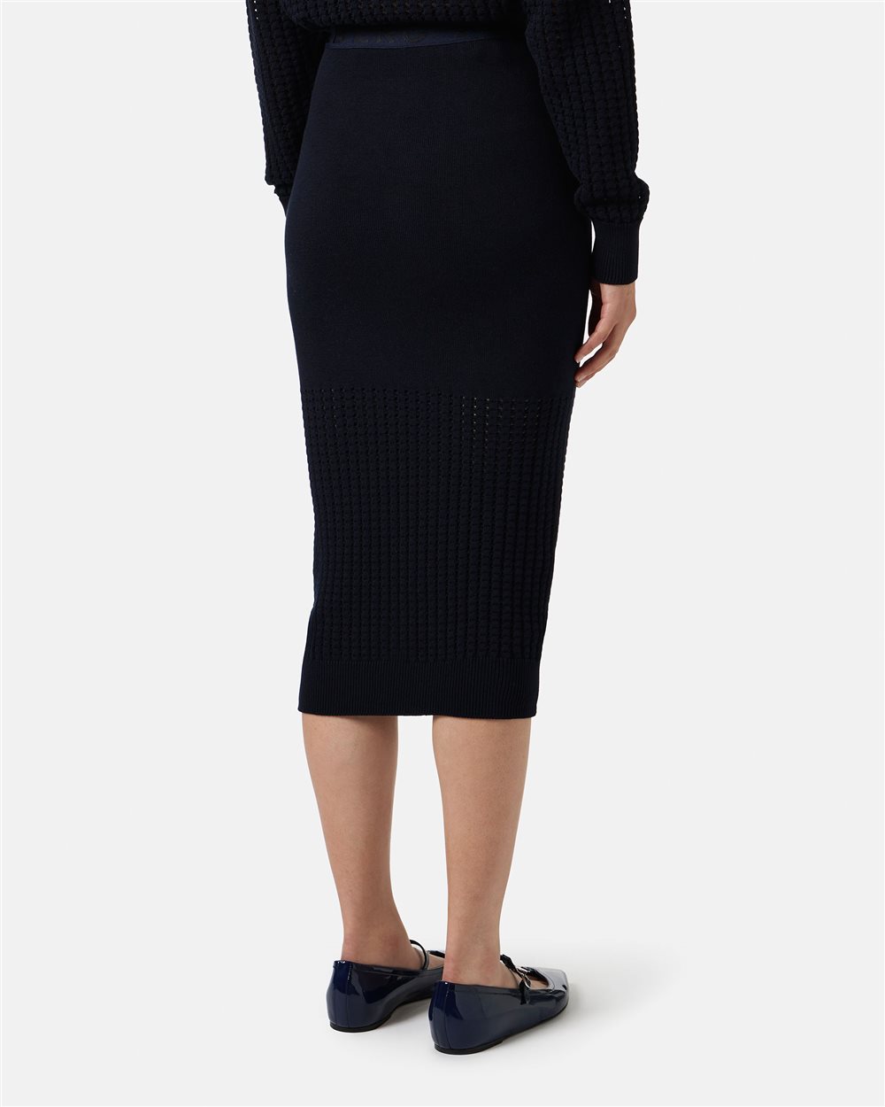 Blue skirt in stretch cotton with perforations - Iceberg - Official Website