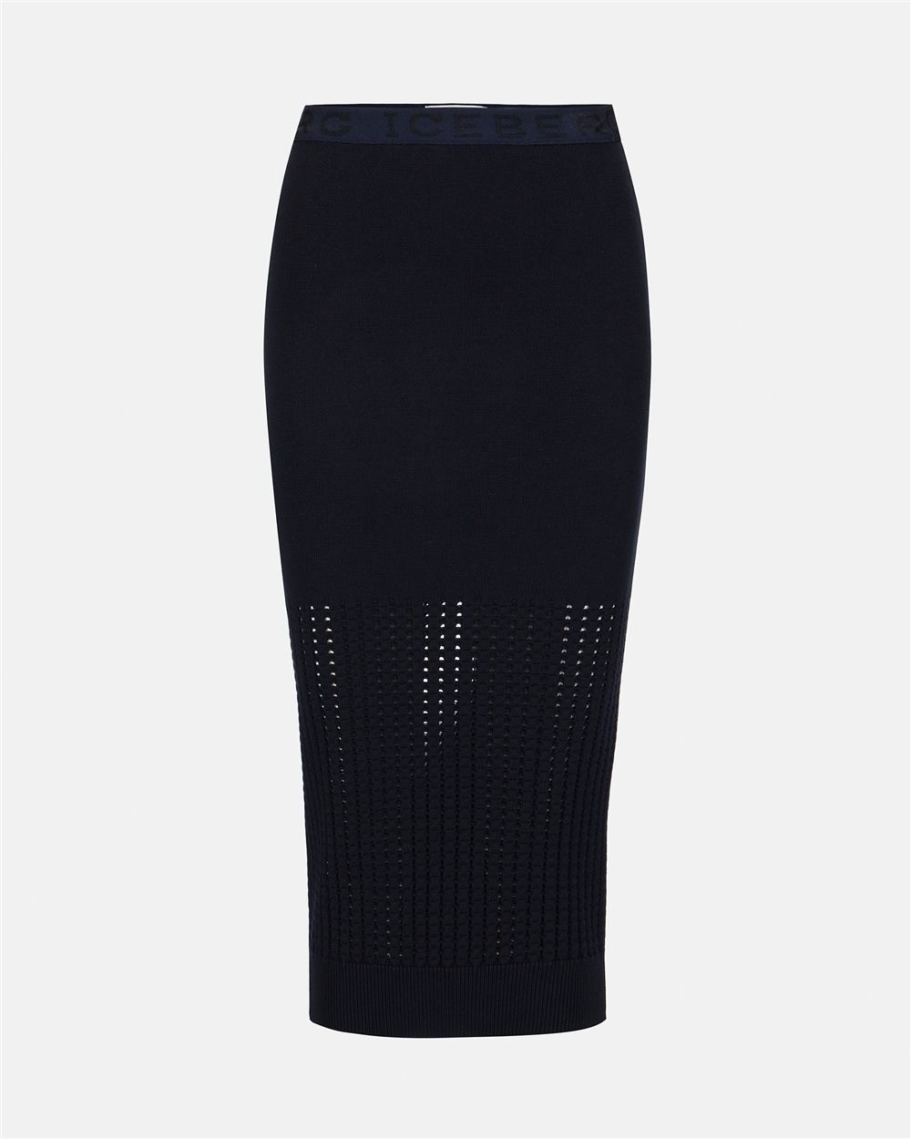Blue skirt in stretch cotton with perforations - Iceberg - Official Website