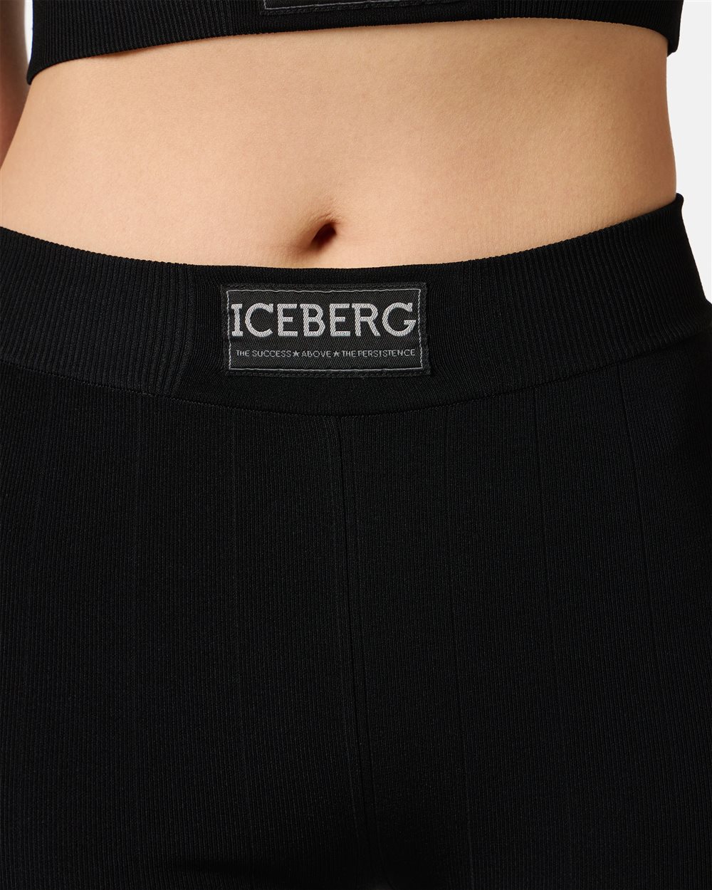 Black Active Bermuda shorts in stretch viscose with Iceberg logo - Iceberg - Official Website