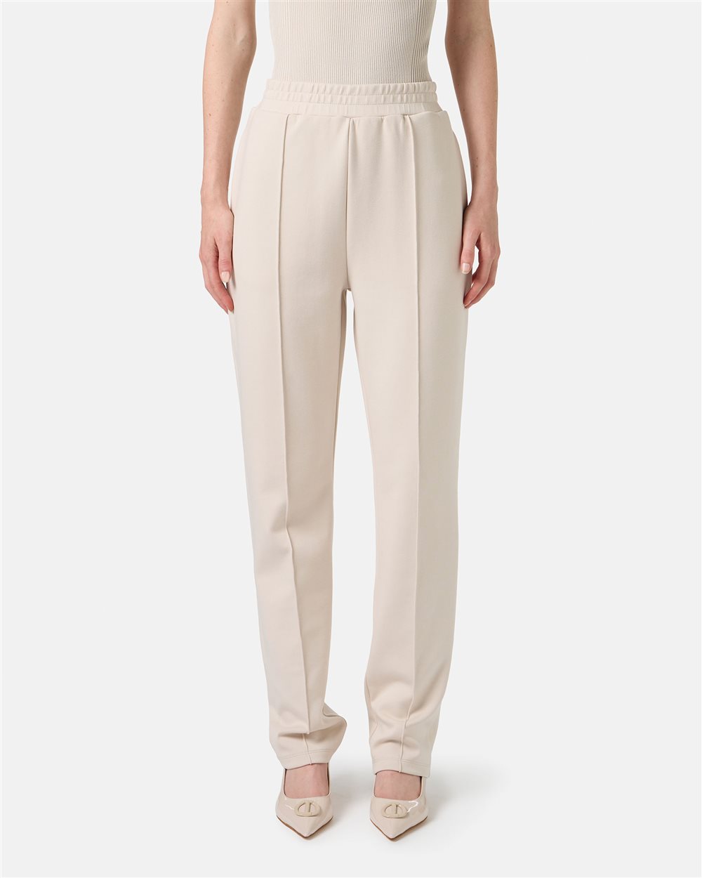 Dust-colored trousers in scuba-effect fleece fabric with iceberg logo - Iceberg - Official Website