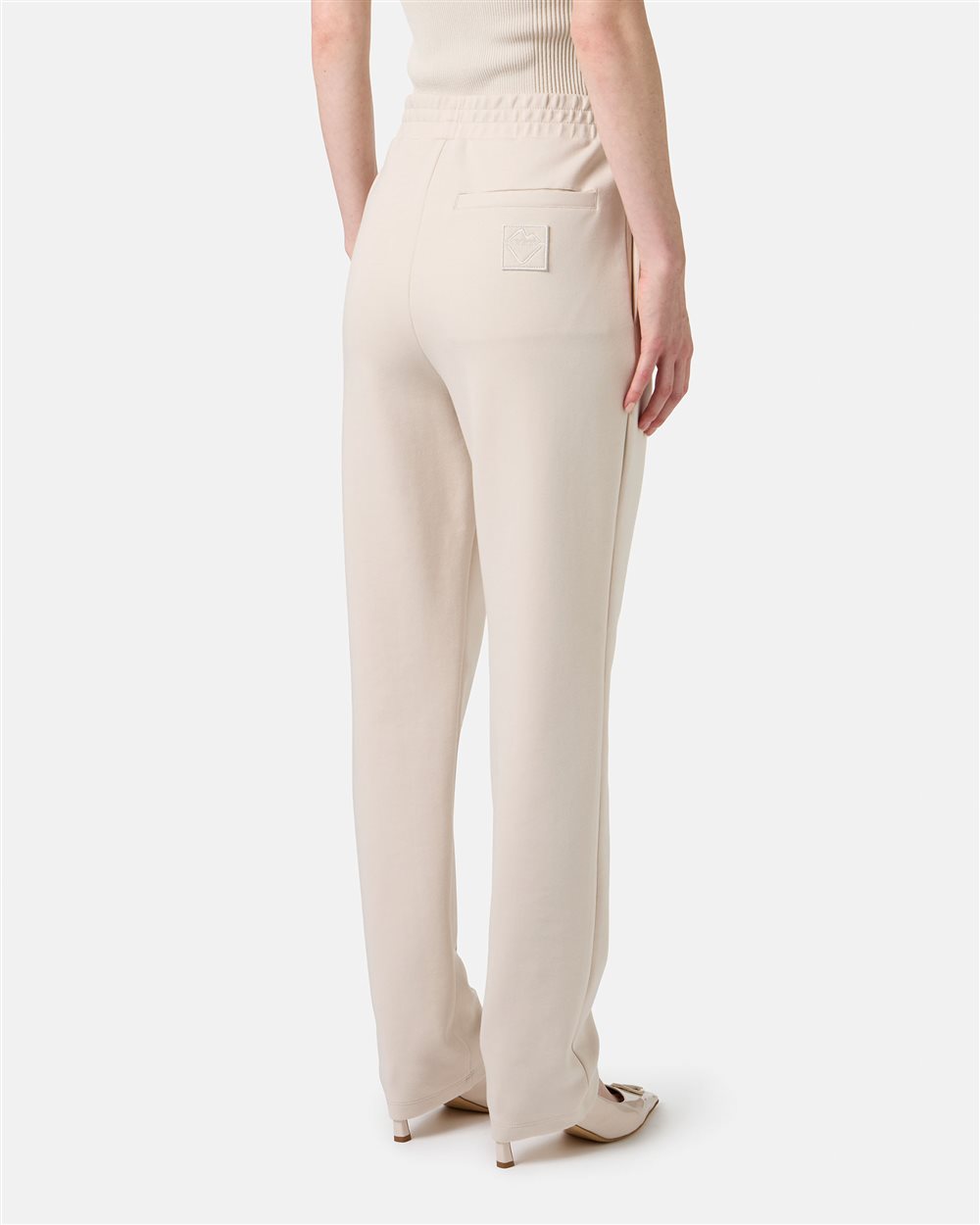 Dust-colored trousers in scuba-effect fleece fabric with iceberg logo - Iceberg - Official Website