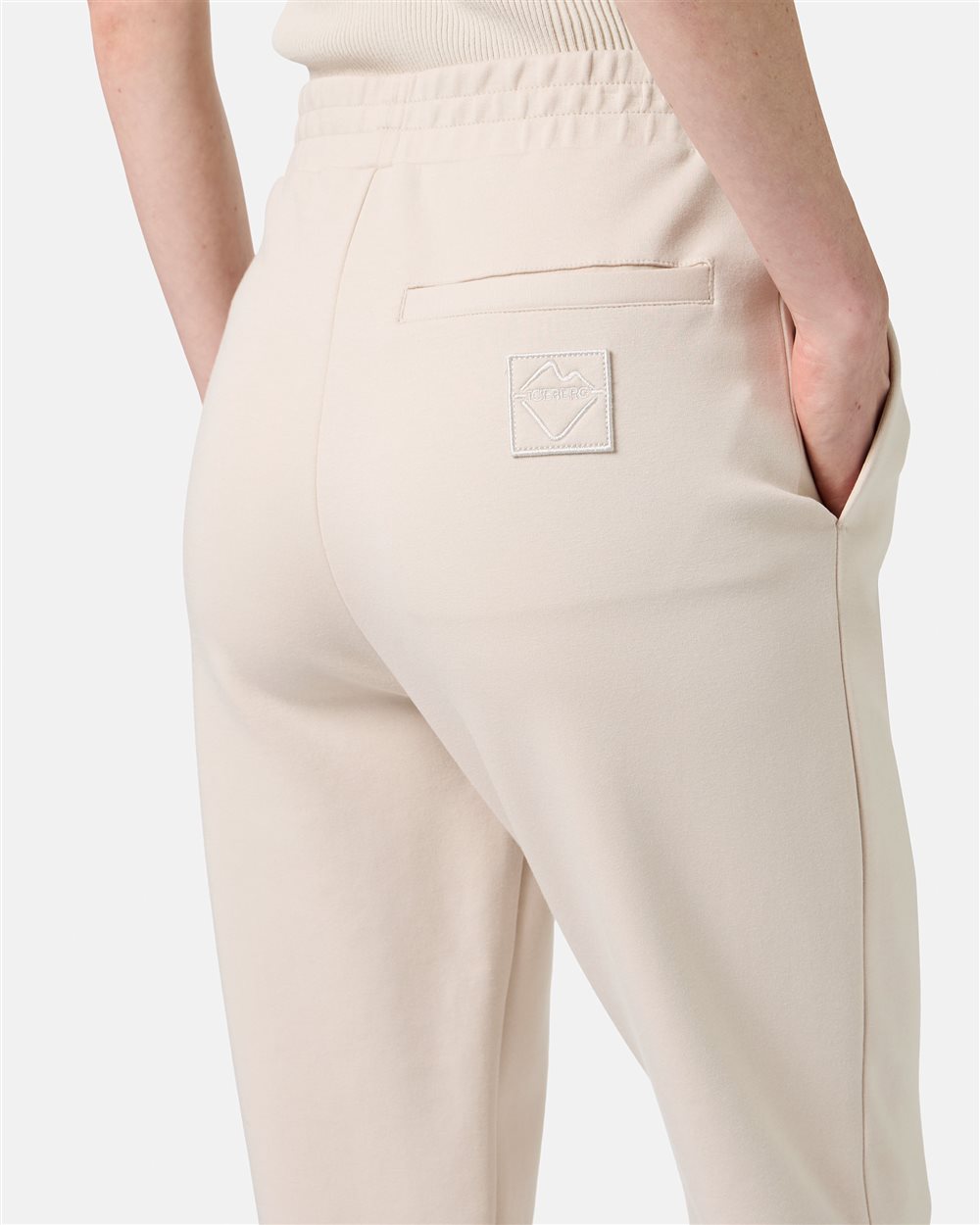 Dust-colored trousers in scuba-effect fleece fabric with iceberg logo - Iceberg - Official Website