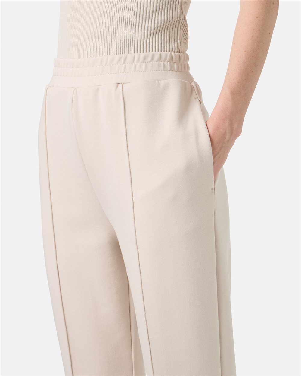 Dust-colored trousers in scuba-effect fleece fabric with iceberg logo - Iceberg - Official Website
