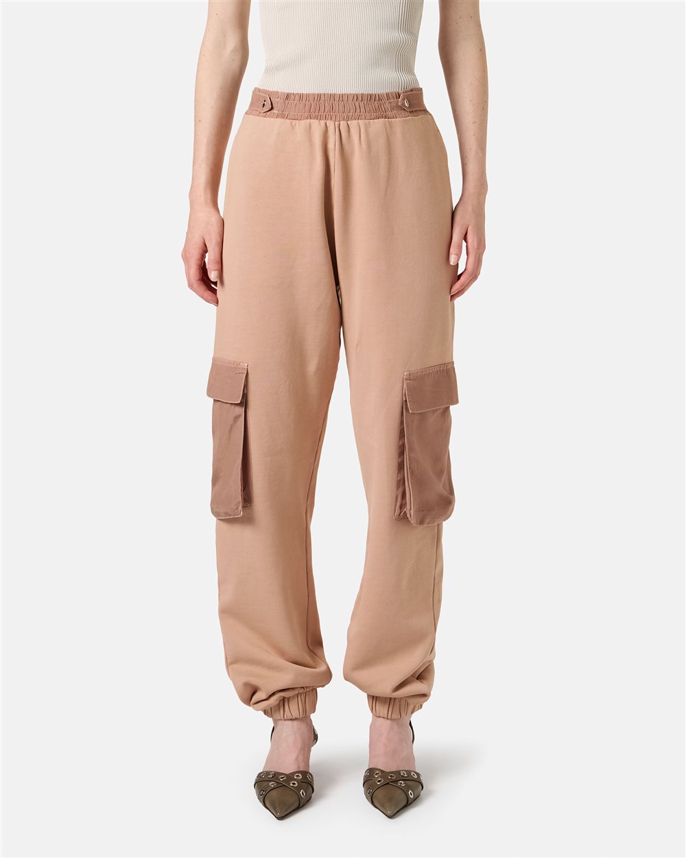Blush colored cotton fleece trousers - Iceberg - Official Website