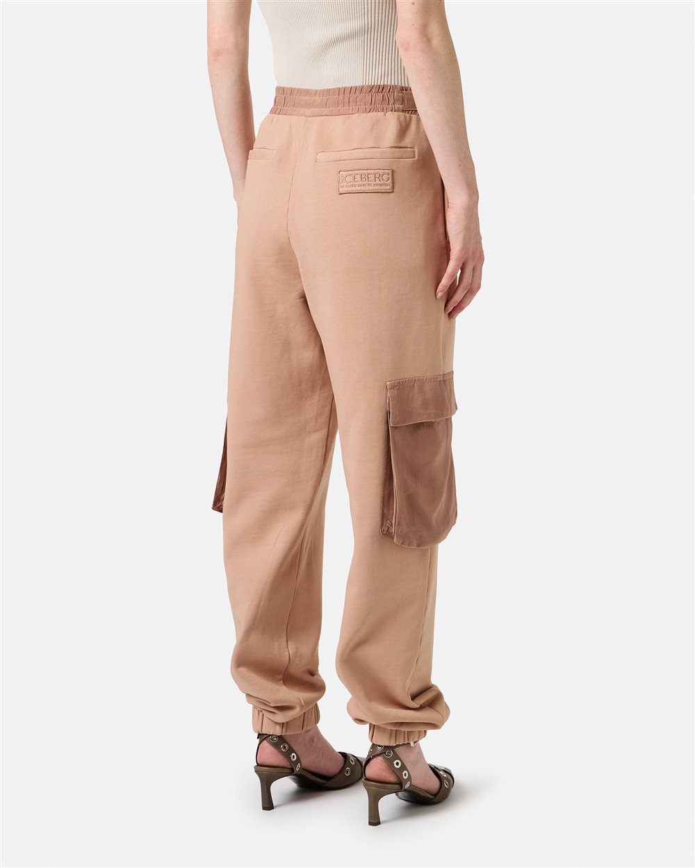 Blush colored cotton fleece trousers - Iceberg - Official Website