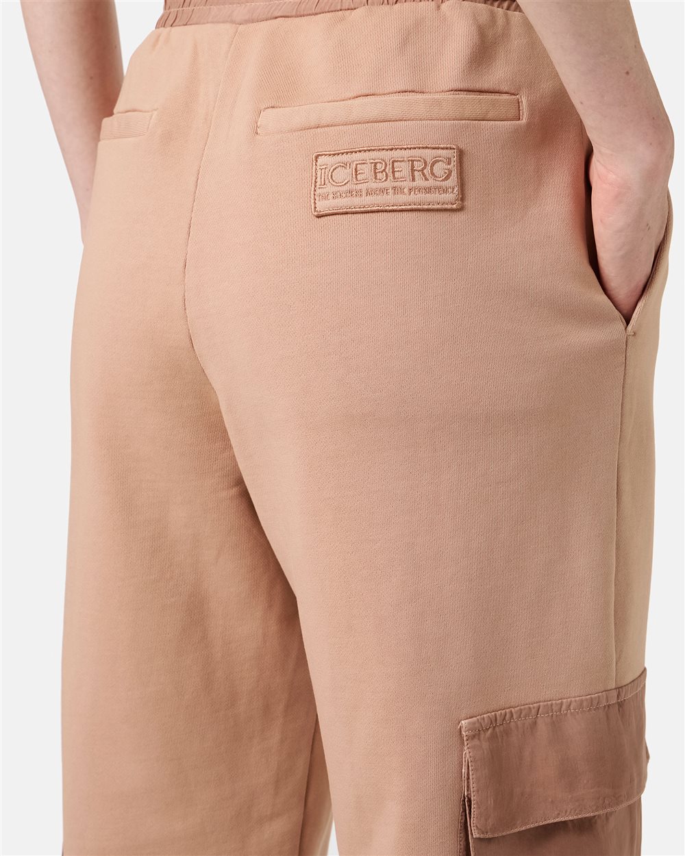 Blush colored cotton fleece trousers - Iceberg - Official Website