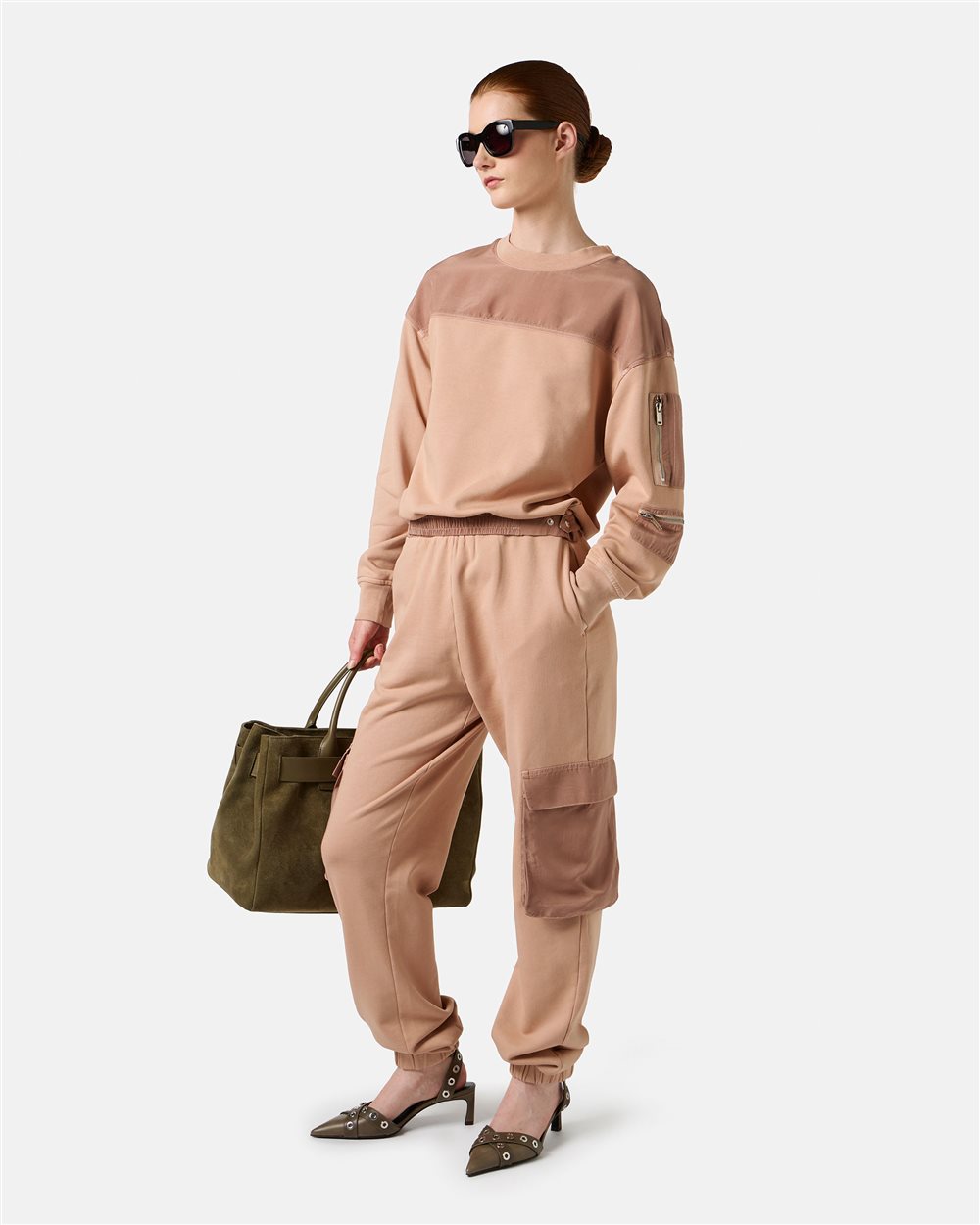 Blush colored cotton fleece trousers - Iceberg - Official Website