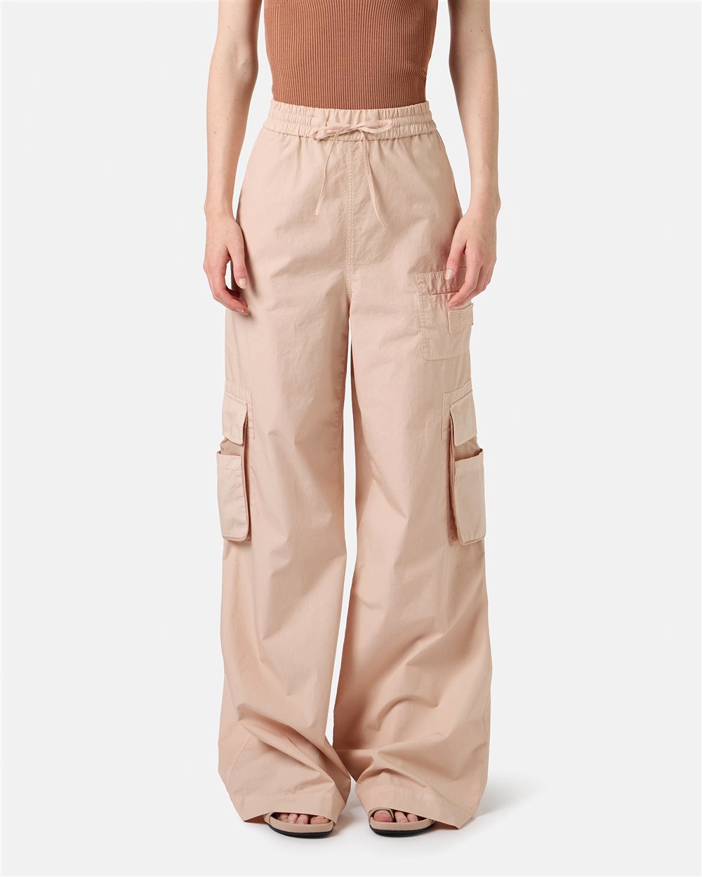 Blush parachute canvas cargo fit trousers - Iceberg - Official Website