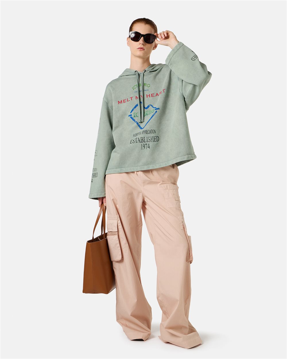 Blush parachute canvas cargo fit trousers - Iceberg - Official Website