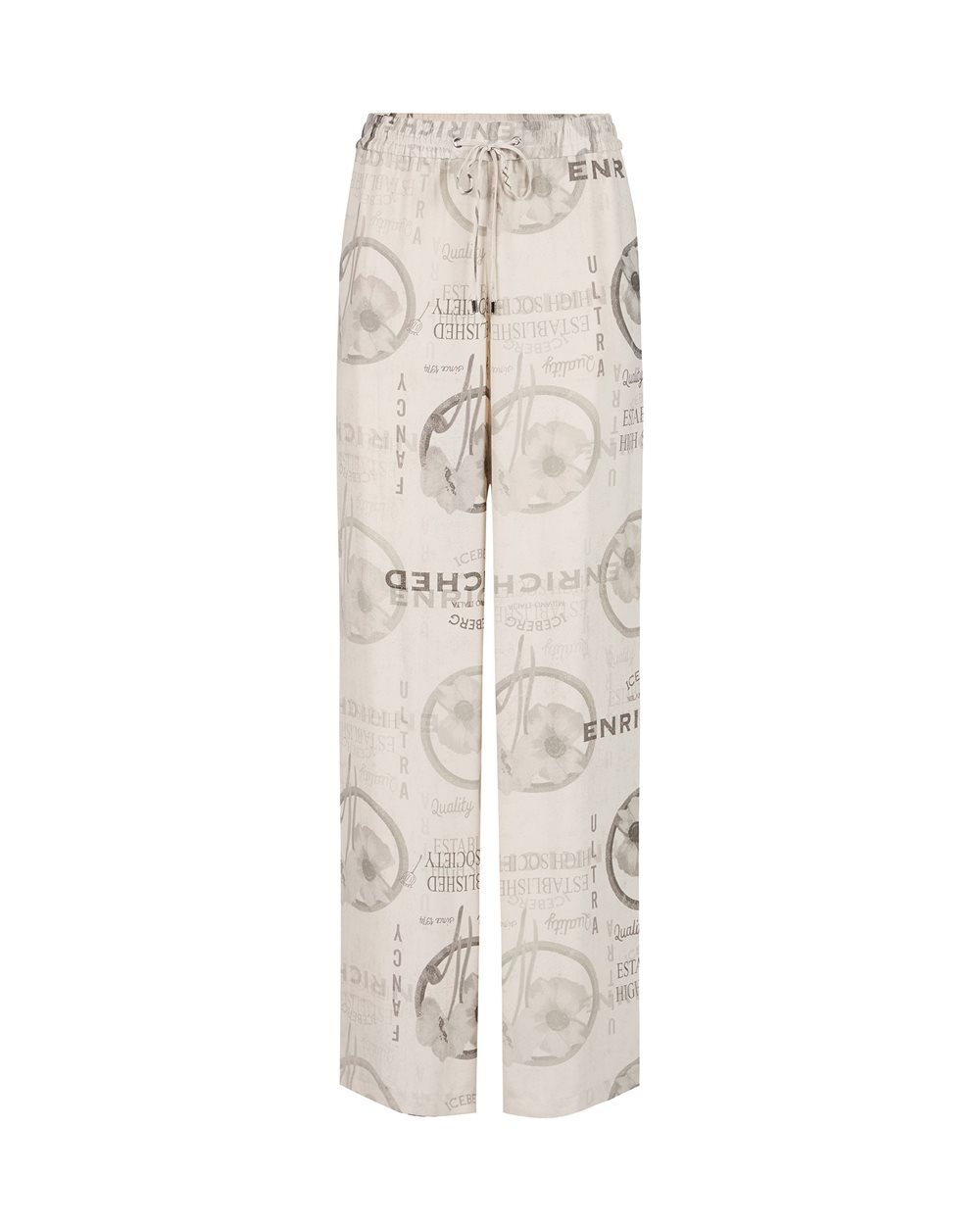 Jogging fit trousers in double viscose georgette, stucco color - Iceberg - Official Website