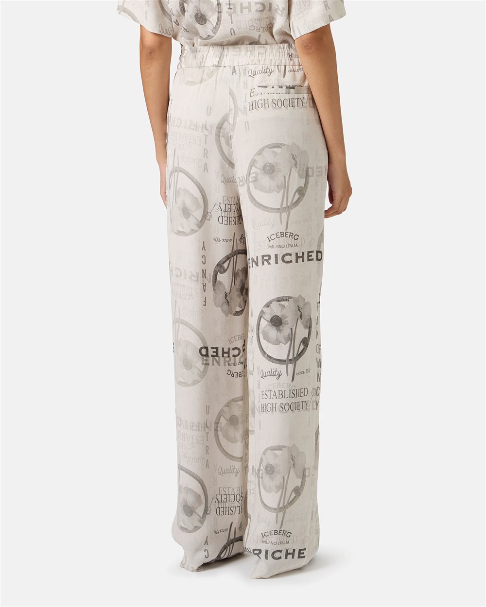 Jogging fit trousers in double viscose georgette, stucco color - Iceberg - Official Website