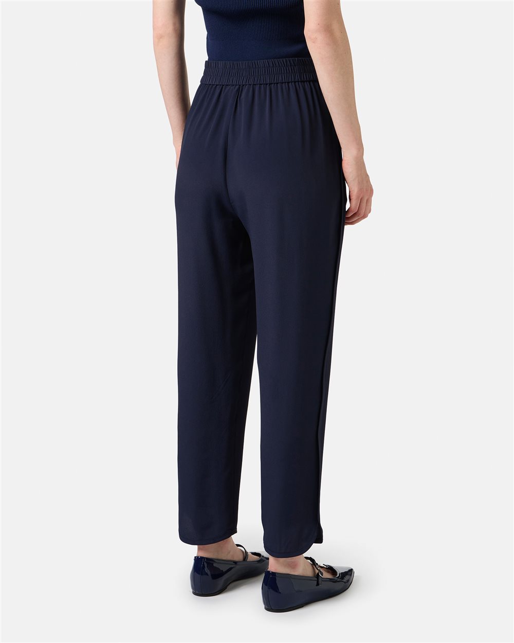 Dark blue jogging fit trousers in acetate and silk crepe de chine - Iceberg - Official Website