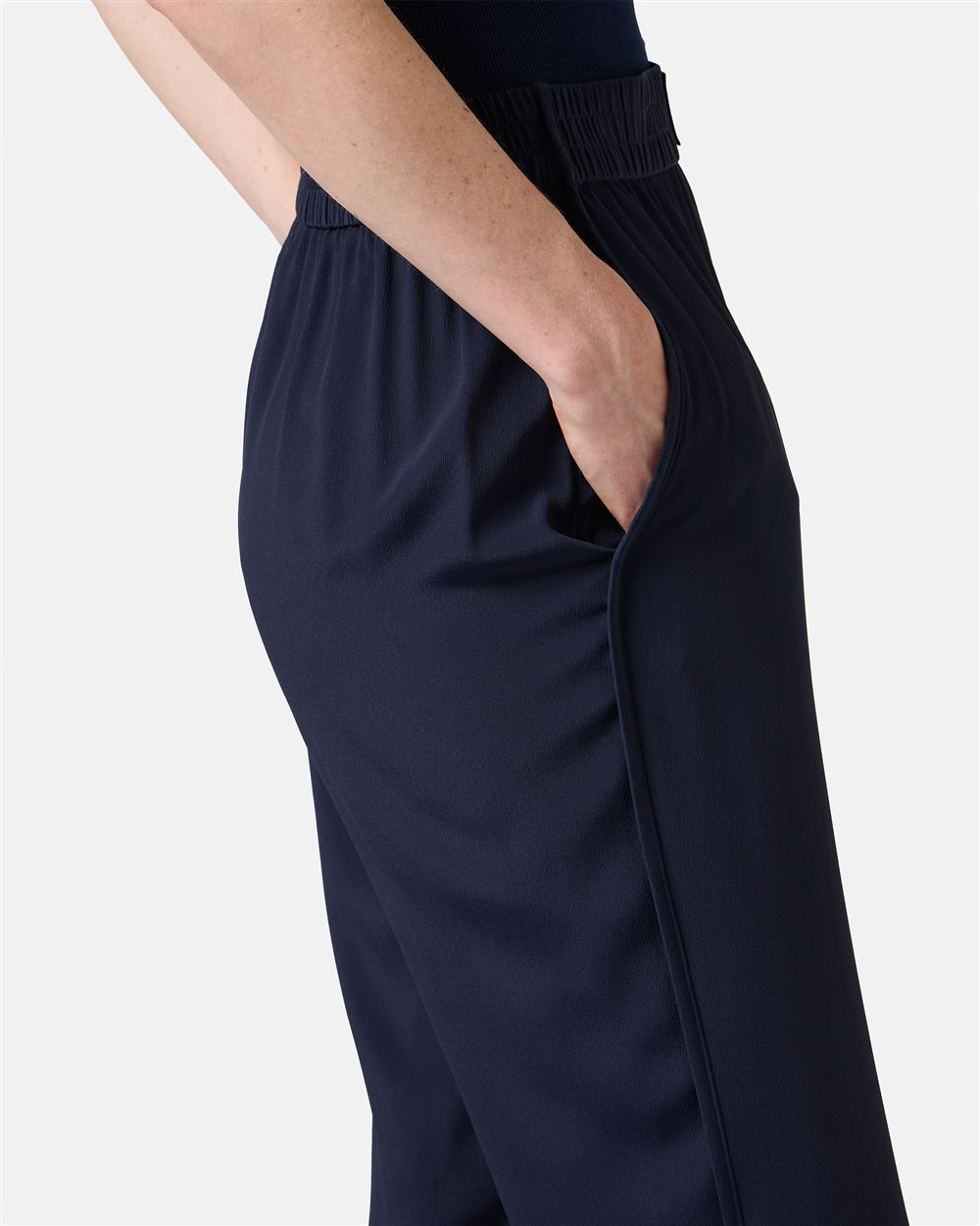 Dark blue jogging fit trousers in acetate and silk crepe de chine - Iceberg - Official Website