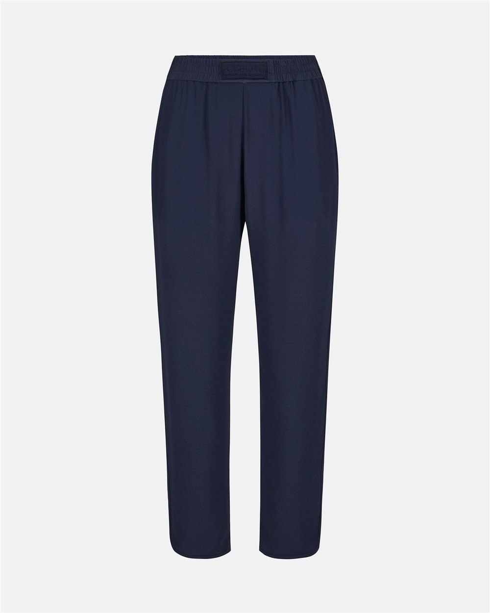 Dark blue jogging fit trousers in acetate and silk crepe de chine - Iceberg - Official Website