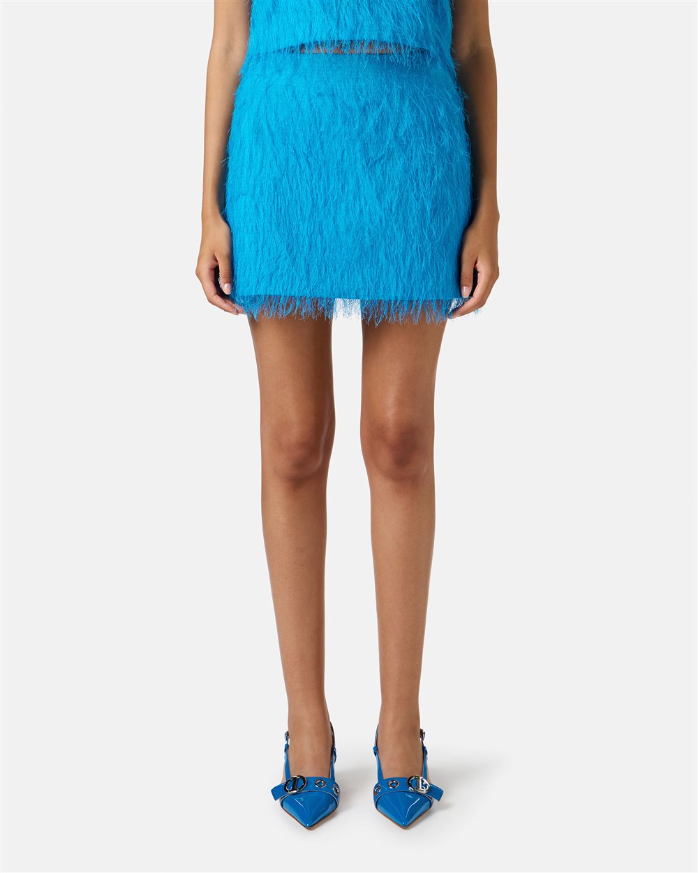 Minigonna color cobalto in tessuto di viscosa fluff - Iceberg - Official Website