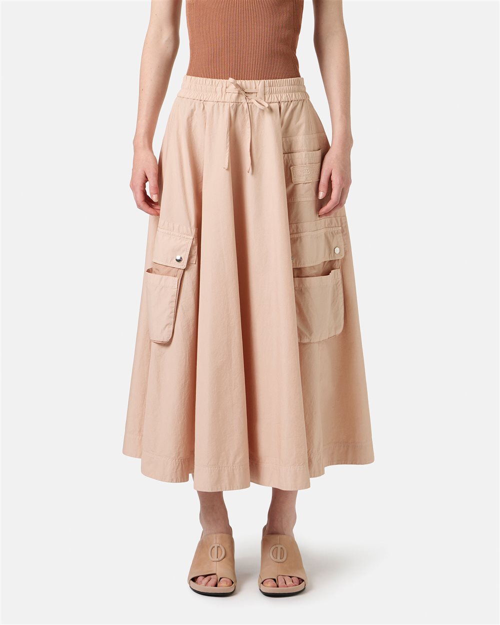 Blush wide skirt with regular waist and pockets - Iceberg - Official Website